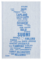 My Finland- bomull- linnehanduk, vit-blå