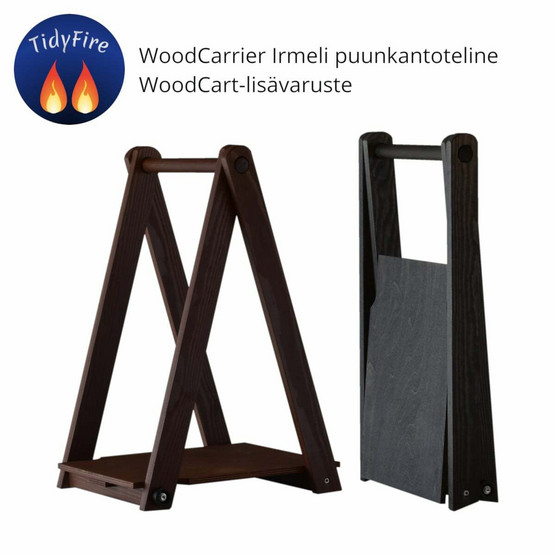 Kokoontaittuva puunkantoteline Woodcart polttopuukärryyn, ruskea
