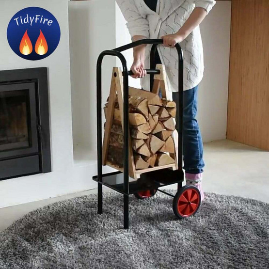 Kokoontaittuva puunkantoteline Woodcart polttopuukärryyn, ruskea