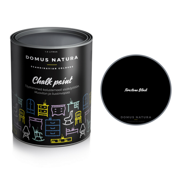 Kalkkimaali - Domus Natura - Chalk Paint - Firestone Black - Musta - 1  litra 