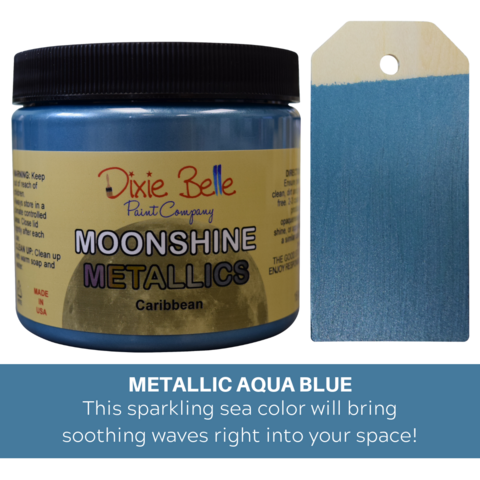 Kalkkimaali - Dixie Belle Moonshine Metallic - Sininen - Caribbean