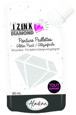 Glittermaali - Hopea - Aladine Izink - Silver - 80 ml
