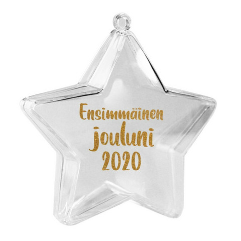 Tähtikoriste - Ensimmäinen jouluni - 8 cm - Kirkas