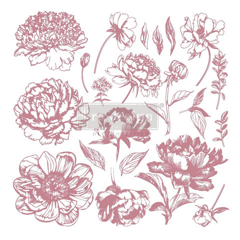 Leimasin - 30 x 30 cm - Prima Re-design Decor Stamp Linear Floral
