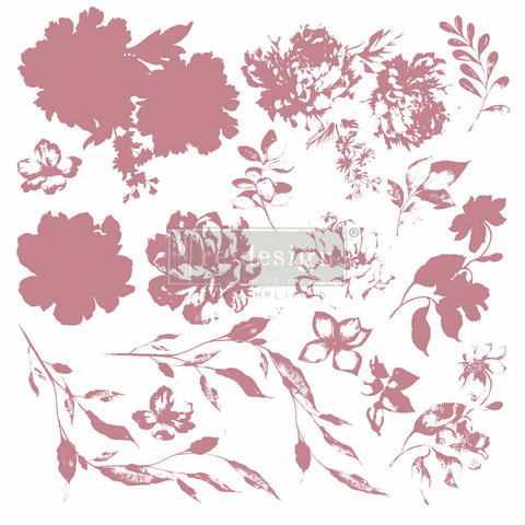 Leimasin - 30 x 30 cm - Prima Re-design Decor Stamp - Sweet Blossoms