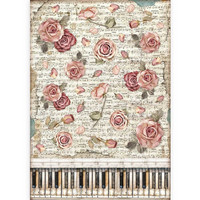 Decoupage-arkki - A3 - Passion Roses and Piano