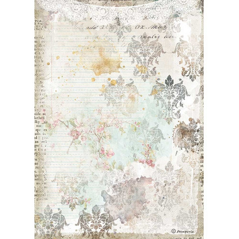 Decoupage-arkki - A4 - Romantic Journal Texture With Lace
