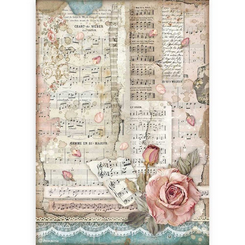 Decoupage-arkki - A4 - Passion Roses And Music