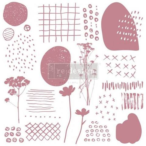 Leimasinsetti - 30x30 cm - Prima Re-design Decor Stamp - Abstract Scribbles