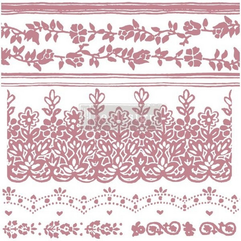Leimasinsetti - 30x30 cm - Prima Re-design Decor Stamp - Floral Borders