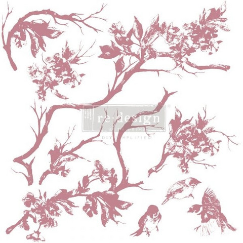 Leimasinsetti - 30x30 cm - Prima Re-design Decor Stamp - Forest Aviary