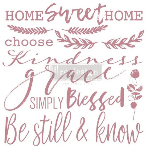Leimasinsetti - 30x30 cm - Prima Re-design Decor Stamp - Inspired Words