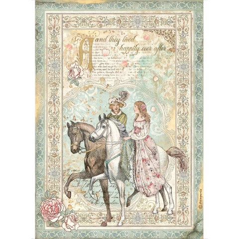 Decoupage-arkki - A4 - Sleeping Beauty Prince on Horse