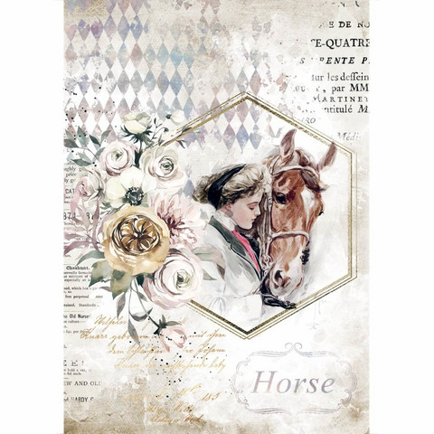 Decoupage-arkki - A4 - Romantic Horses Lady Frame