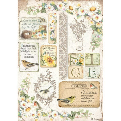 Decoupage-arkki - A4 - Daisy