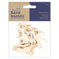 Vanerikoriste 12 kpl - Papermania Bare Basics Wooden Shapes T Rex