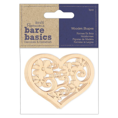 Vanerikoriste 3 kpl - Papermania Bare Basics Wooden Shapes Flower