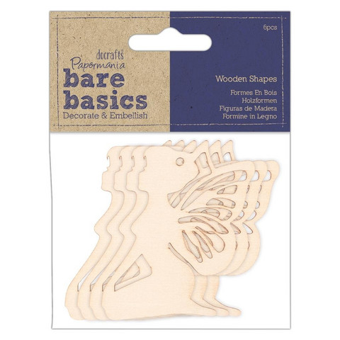 Vanerikoriste 6 kpl - Papermania Bare Basics Wooden Shapes Fairies
