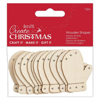 Vanerikoriste 12 kpl - Papermania Create Christmas Wooden Shapes Snowman Natural