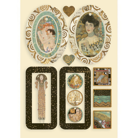Vanerikoristeet 15x21 cm - Stamperia Klimt Bag Handles and Hearts