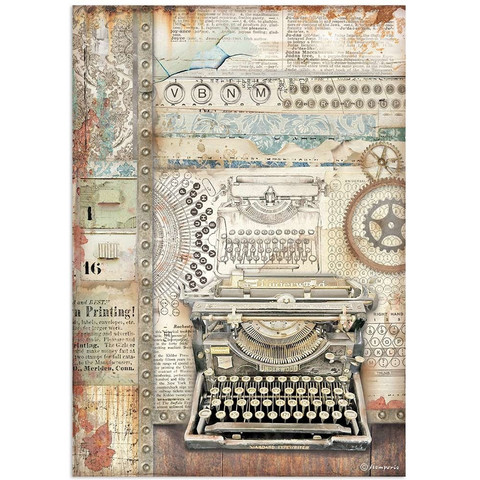 Decoupage-arkki A4 - Stamperia Lady Vagabond Lifestyle Typing Writer