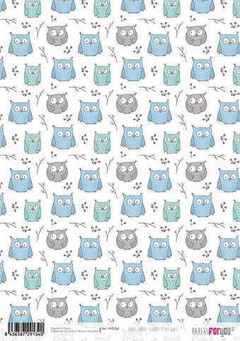 Decoupage-arkki A4 - Papers For You Scandi Style Owls Rice Paper