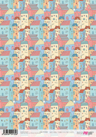 Decoupage-arkki A4 - Papers For You Scandi Style Multi Houses Rice Paper