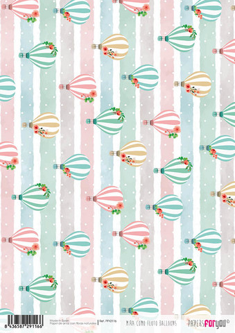 Decoupage-arkki A4 - Mira Como Floto Balloons Papers For You Rice Paper