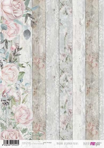 Decoupage-arkki A4 - Madera Decapada Rosas Papers For You Rice Paper