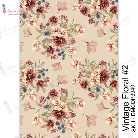 Vesisiirtokuva A4 - Vintage Floral #2