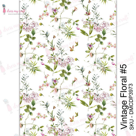 Vesisiirtokuva A4 - Vintage Floral #5