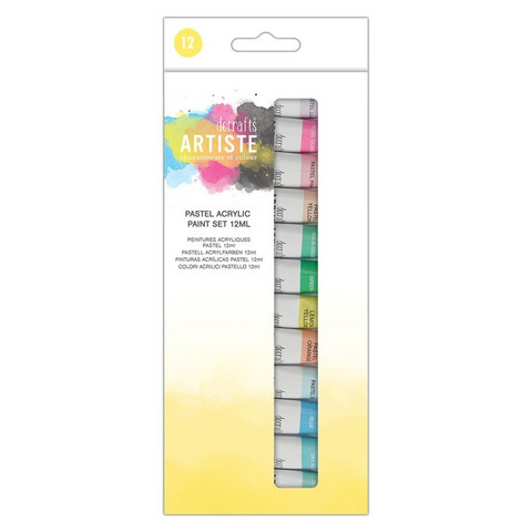 Akryylivärit - Docrafts Artiste Acrylic Paint Set 12x12ml Pastel