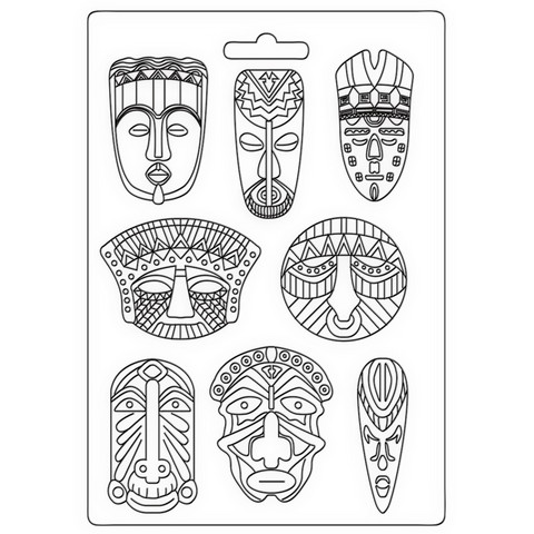 Muotti A4 - Stamperia Soft Mould Savana Tribal Masks