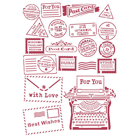 Sabluuna A4 - Stamperia Stencil Romantic Christmas Type Write