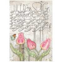 Decoupage-arkki A4 - Stamperia Rice Paper Romantic Garden House Tulips
