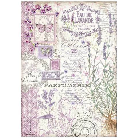 Decoupage-arkki A4 - Stamperia Rice Paper Eau de Lavander