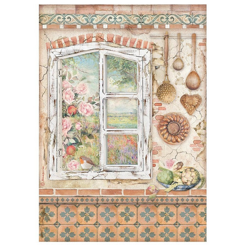 Decoupage-arkki A4 - Stamperia Rice Paper Casa Granada Window