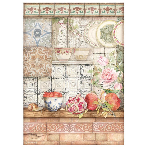 Decoupage-arkki A4 - Stamperia Rice Paper Casa Granada Tiles
