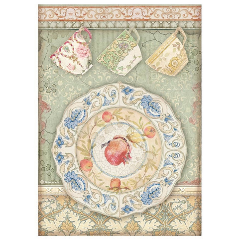 Decoupage-arkki A4 - Stamperia Rice Paper Casa Granada Plate and Cups