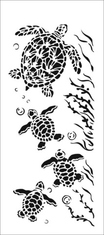 Sabluuna 10x21 cm - The Crafter's Workshop Sea Turtle Family Slimline Stencil