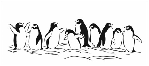 Sabluuna 10x21 cm - The Crafter's Workshop Penguins Slimline Stencil