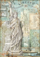 Decoupage-arkki A4 - Stamperia Rice Paper Sir Vagabond Aviator Statue of Liberty