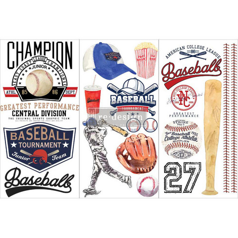 Siirtokuva 30x45 cm - Baseball Re-Design with Prima Decor Transfers