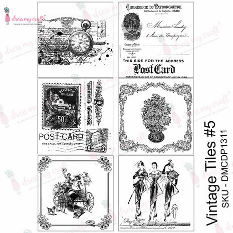 Vesisiirtokuva A4 - Dress My Craft Transfer Me Vintage Tile #5