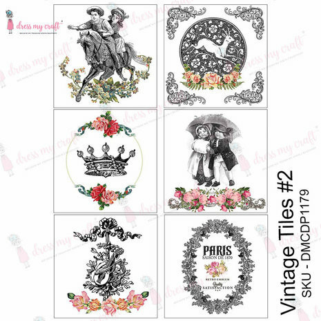 Vesisiirtokuva A4 - Dress My Craft Transfer Me Vintage Tile #2