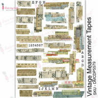 Vesisiirtokuva A4 - Dress My Craft Transfer Me Vintage Measurement Tapes
