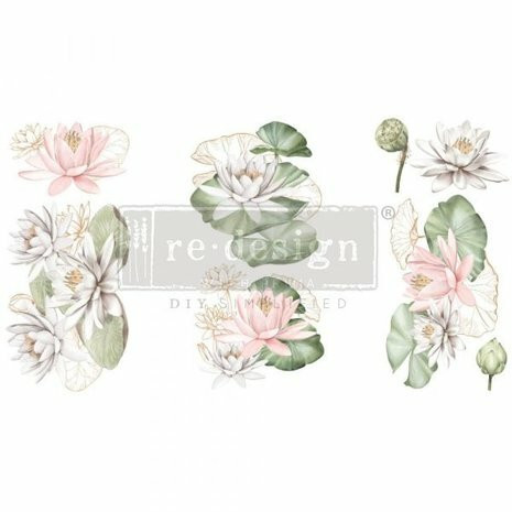 Siirtokuva  45x30 cm - Water Lilies Redesign With Prima Decor Transfers