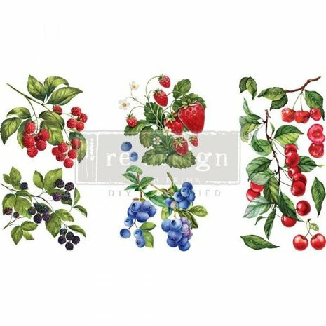 Siirtokuva  45x30 cm - Sweet Berries Redesign With Prima Decor Transfers