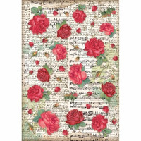 Decoupage-arkki A4 - Stamperia Rice Paper Desire Red Roses