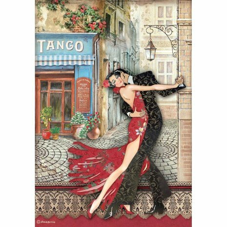 Decoupage-arkki A4 - Stamperia Rice Paper Desire Tango